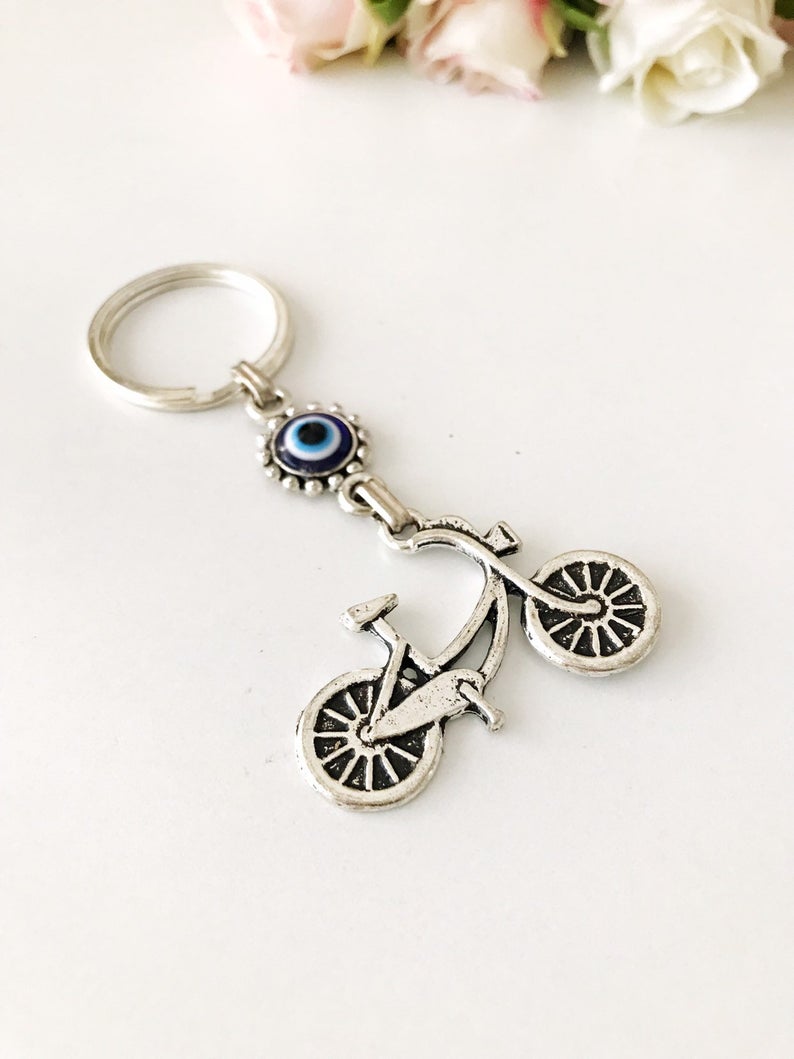 Bicycle evil eye keychain