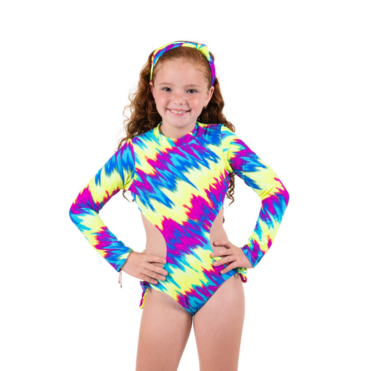 Neon Tie Dye -  One Piece - Kids Swimwear