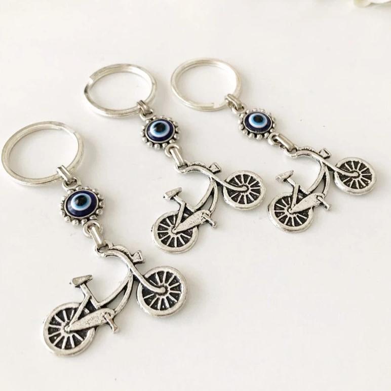 Bicycle evil eye keychain