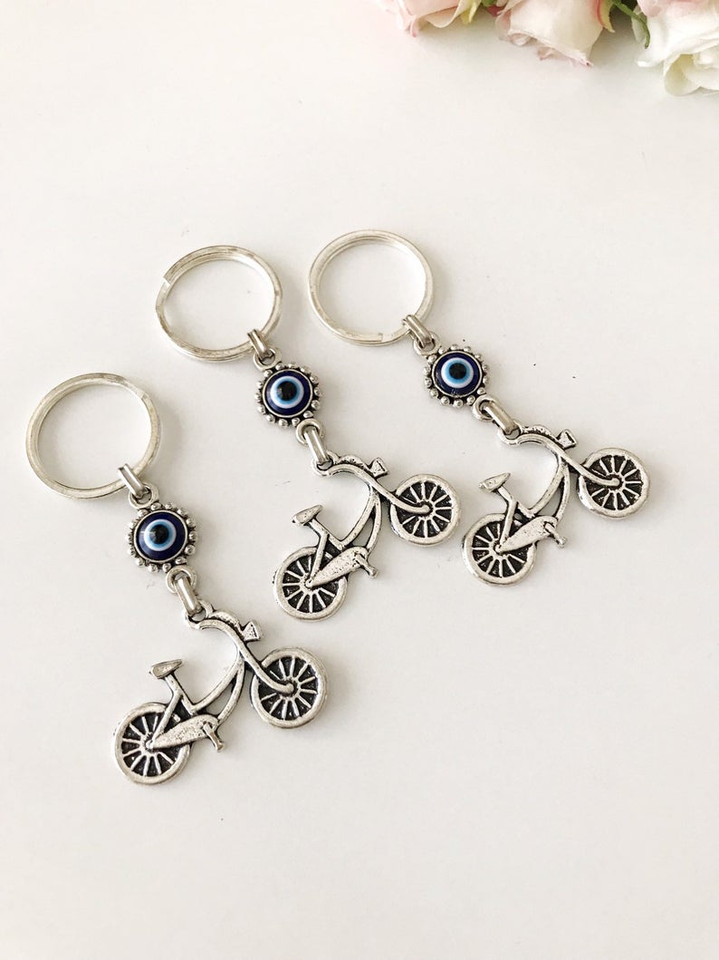 Bicycle evil eye keychain